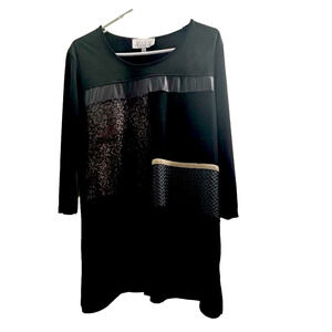 Studio Nouveau Black 3/4 Sleeve Crew Neck Tunic Top size L